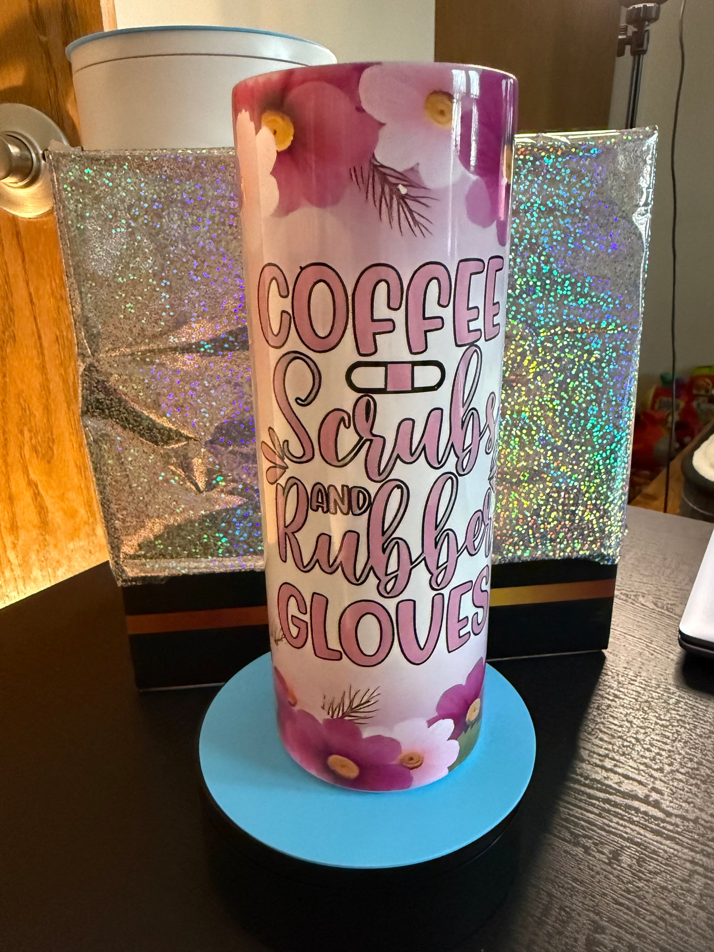 Coffee, scrubs and rubber gloves tumbler