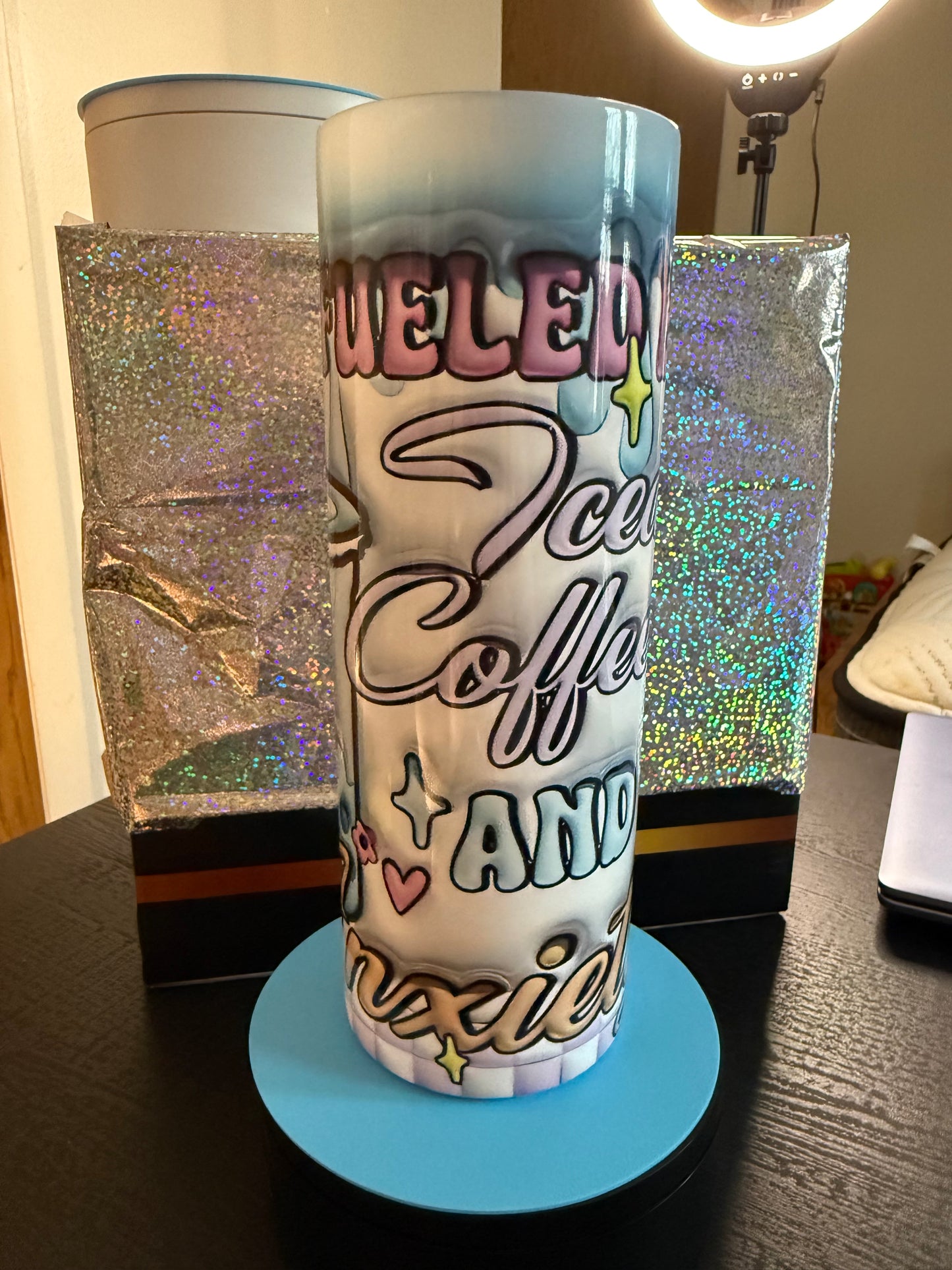 Fueled by Iced Coffee and Anxiety tumbler